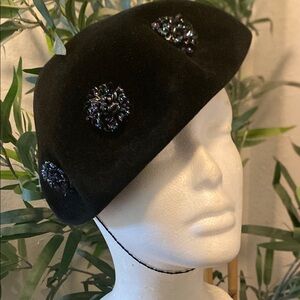 Elegant Black Beret with Embellishments